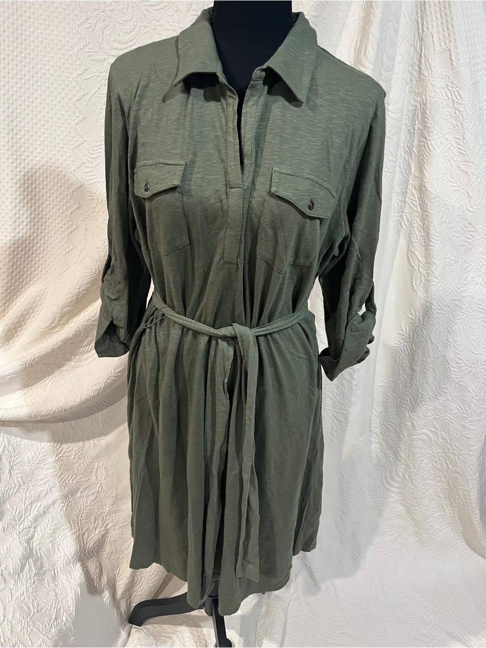 J. Jill Peatmoss Shirt Dress with Tie Waist, size large, new w/tags